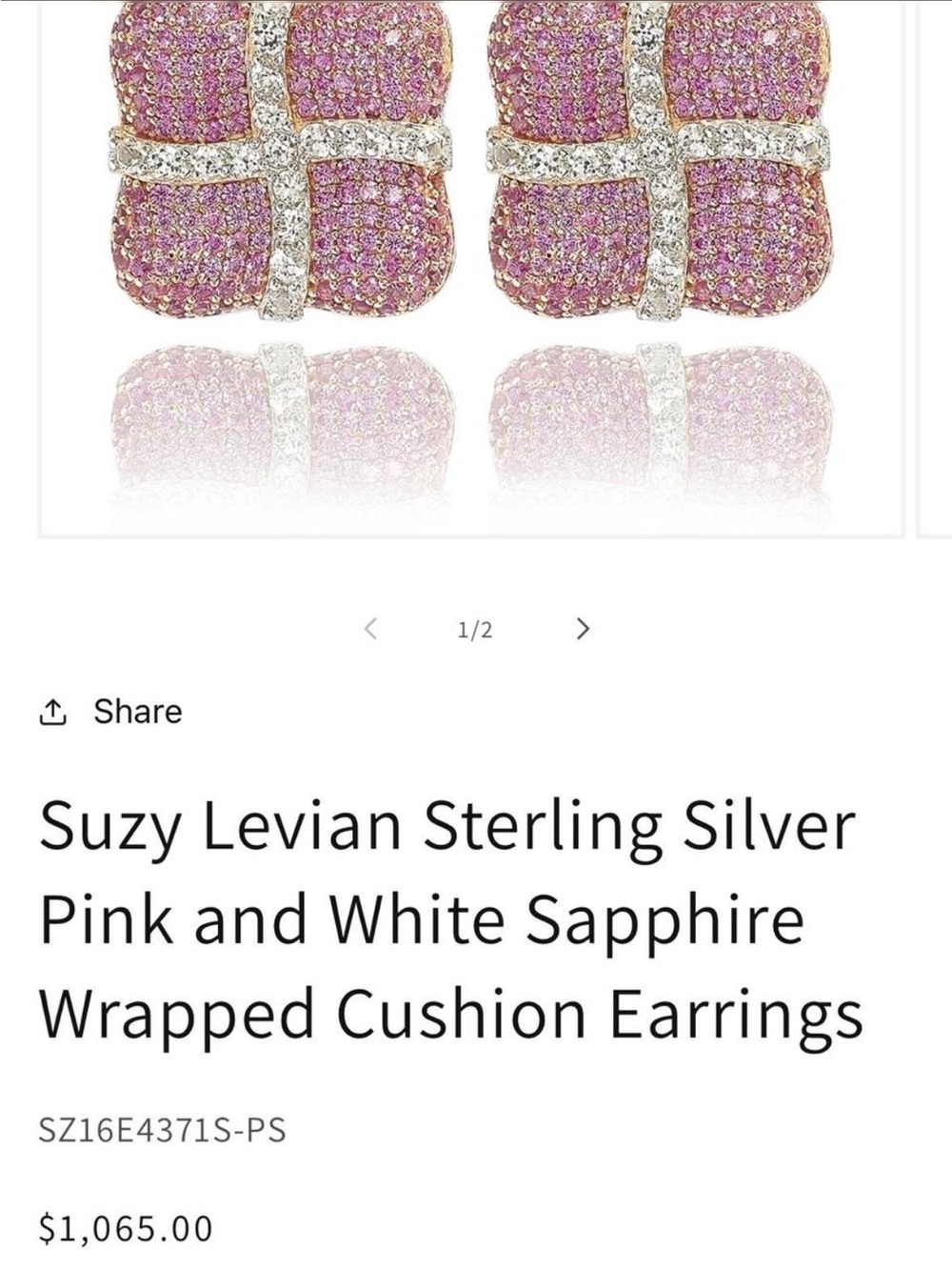 Pink Pave Crystal Square Stud Earrings